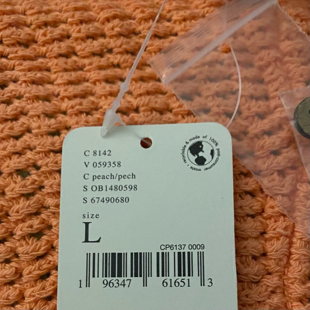NWT Free People Fauxchet Stripe Crop Top | Peach Nectar Combo | Size L - Picture 6 of 8